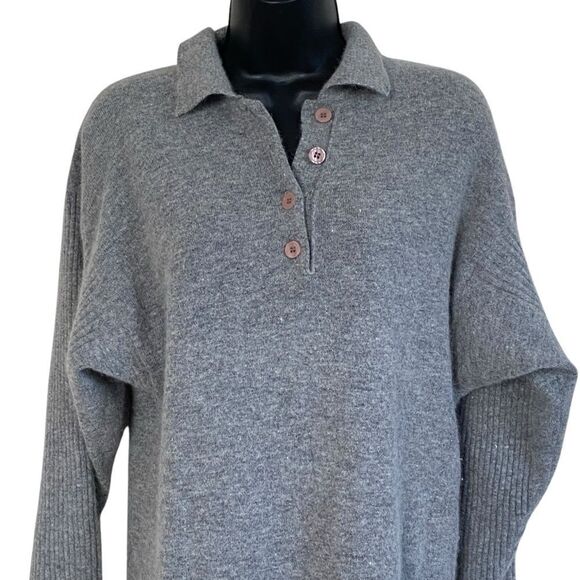 Pierre Cardin Vintage Heather Gray Angora Lambswool Sweater Midi Dress Sz S - Picture 4 of 10